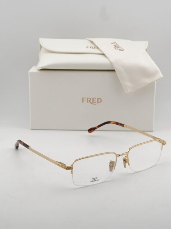 Fred Other - Fred FG50024F 032 Unisex Rectangle 56mm Eyeglasses - Gold